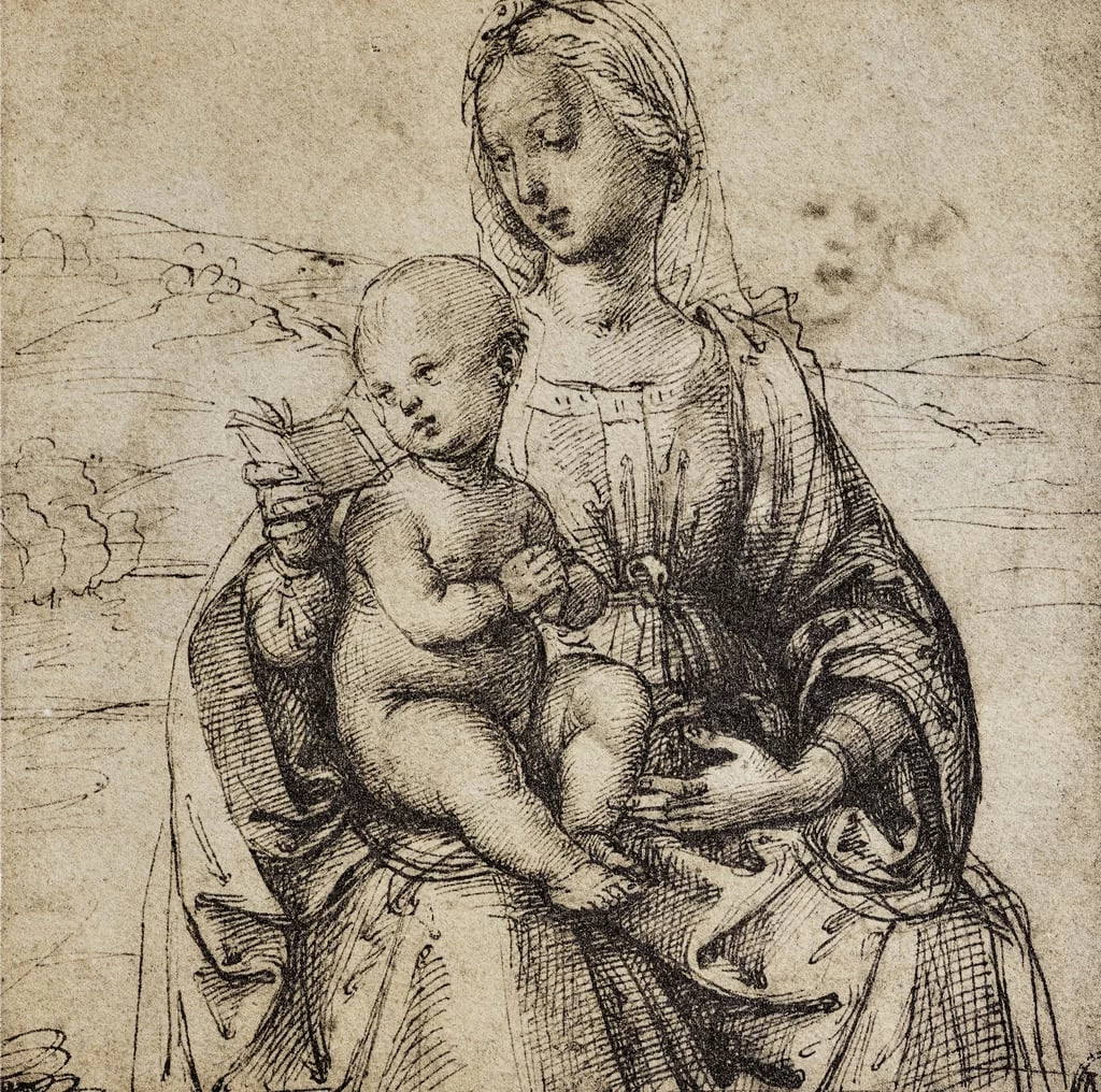 Sanzio - Studio per una Vergine col Bambino, Louvre, Parigi